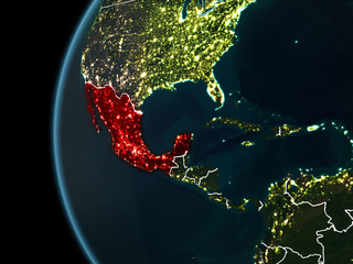 Mexico from space at night
