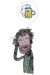 Dream of an alcoholic. Vector illustration isolated on white background