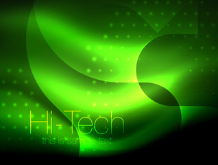 Glittering neon glowin wave, techno modern art abstract background, magical shiny template