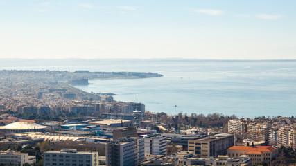  View of Thessaloniki city, the sea and ships