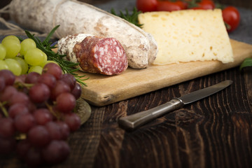 High quality cheese with salame.