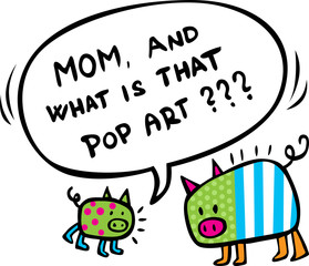 Fototapeta premium Funy Design with Two Pop Art Pigs - vector illustration