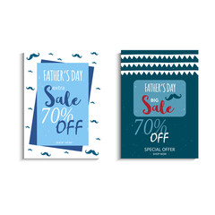 Happy Father's Day sale. Set of  vector illustration for promotion, poster, flyer, discount card,