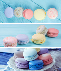 set of sweet colorful macaroons banners