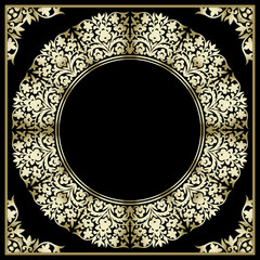 Vintage gold background, vector square ornamental frame with place for text. Can be used for documents, book cover, album, menu, poster, certificate.