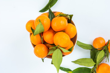 Mandarin oranges on white background