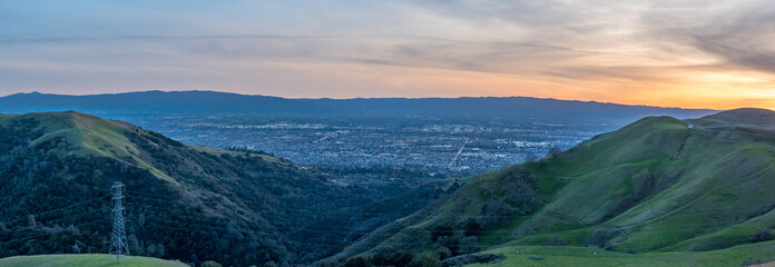 Mountains Forming Silicon Valley with San Jose City in the Center