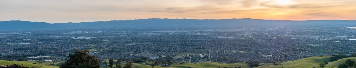 Mountains Forming Silicon Valley with San Jose City in the Center