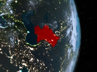 Night over Turkmenistan on Earth