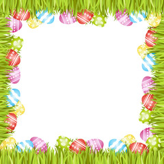 Easter Eggs and Grass Frame Background Vector Illustration 1