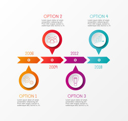 Layout of company milestone - colourful timeline infographic. Vector.