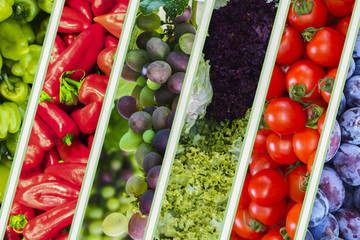 spring and summer vegetables, fruit background
