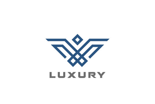 Heraldic Luxury Eagle Bird abstract Logo design vector linear