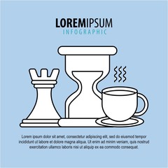 infographics business strategy time and coffee cup vector illustration