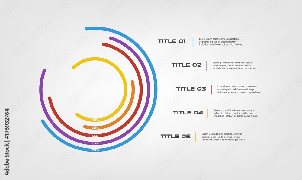 Fototapete circular chart color infographics step by step in a series of circle. element of chart, graph, diagr