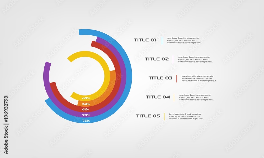 Fototapete circular chart color infographics step by step in a series of circle. element of chart, graph, diagr