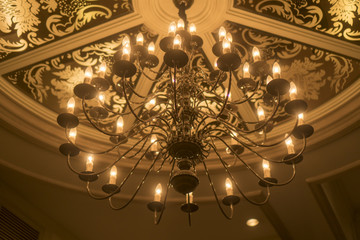 background of Chandeliers in luxury hotels