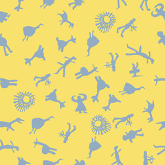 Rock Paintings from the cave . Vector Illustration