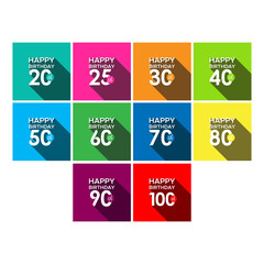 Fototapeta premium Happy 20th Birthday to Happy 100th Birthday