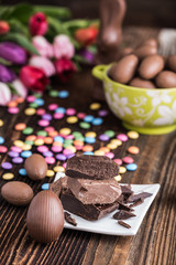 chocolate Easter eggs with raw chocolate