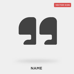 name icon on grey background, in black, vector icon illustration