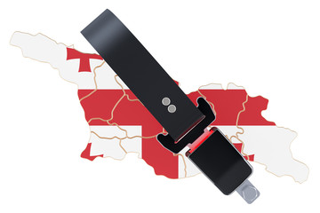 Georgian map with safety belt. Security and protect or insurance concept, 3D rendering