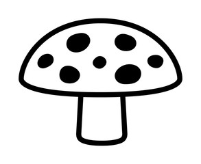 Amanita muscaria or fly agaric hallucinogenic toadstool mushroom line art vector icon for apps and websites