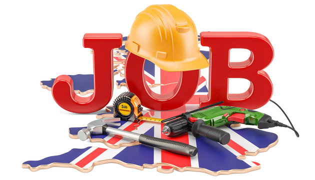 Job Vacancies in the United Kingdom concept, 3D rendering