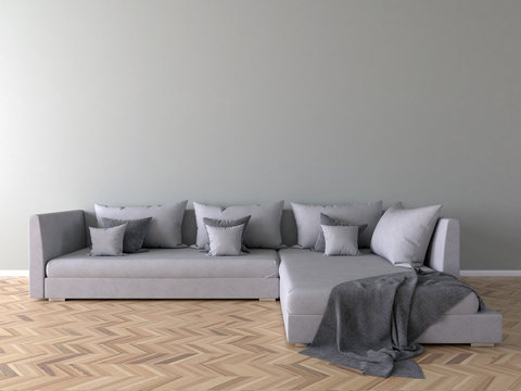Solo sofa interior- 3d illustration