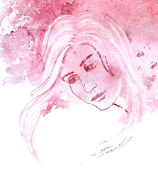 Watercolor woman portrait