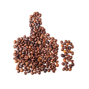 Image made up of coffee beans on a white background