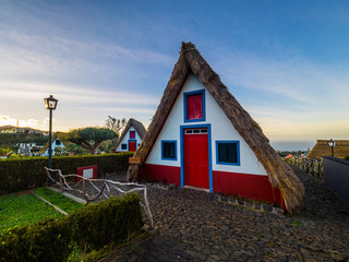 Fototapeta na wymiar Typical madeiran traditional houses in Santana, Madeira