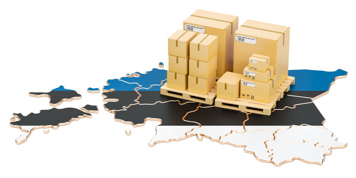 Shipping and Delivery from Estonia concept, 3D rendering