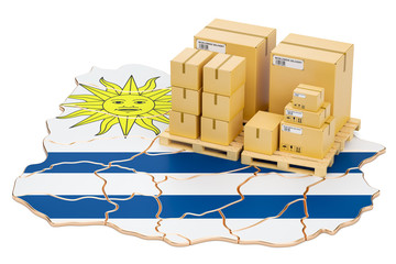 Shipping and Delivery from Uruguay concept, 3D rendering