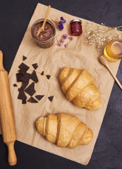 freshly baked tasty croissants