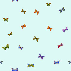 Fototapeta premium abstract vector colorful doodle butterflies seamless pattern