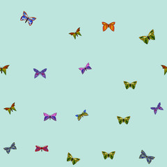 abstract vector colorful doodle butterflies seamless pattern