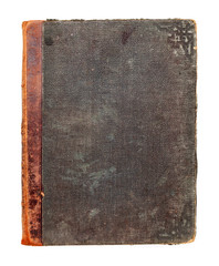 Top view of blank cover of an old book made of pressed leather