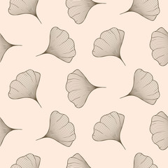 Ginkgo leaves seamless vector pattern.