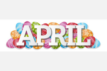 April Single Word Easter Eggs Banner Vector Illustration 2