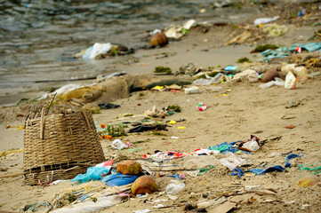 Garbage on the beach.