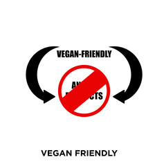 vegan friendly icon on white background, in black, vector icon illustration