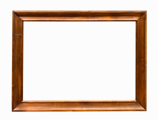 Dark wooden picture frame on white backround