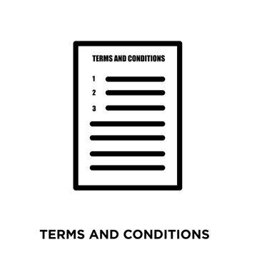 Terms And Conditions  icon On White Background, In Black, Vector Icon Illustration