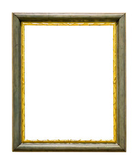 Green wooden picture frame with golden decorations