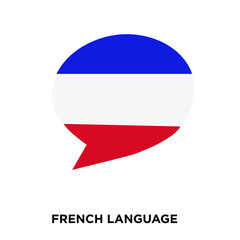Fototapeta premium french language icion on shite background, in colors of french flag, vector icon illustration
