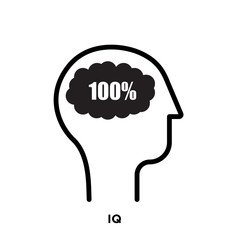 IQ icon on white background, in black, vector icion illlustration
