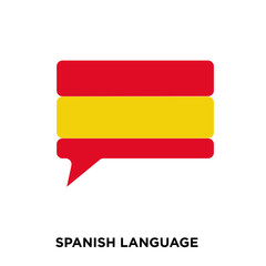 spanish language icon on white background, in colors of spanish flag, vector icon illustration © Pro Vector Stock