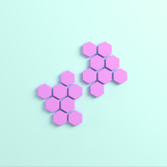 Abstract hexagons on bright background in pastel colors