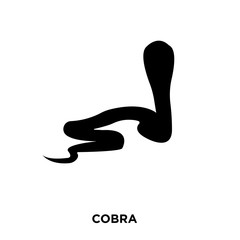 cobra icon on white background, in black, vector icon illustration